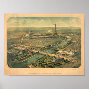Panoramisk syn på 1900 års utställning Paris Franc Poster