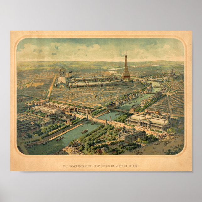 Panoramisk syn på 1900 års utställning Paris Franc Poster (Framsidan)