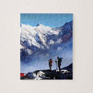 Panoramisk syn på Ama Dablam-toppen Varje berg Pussel
