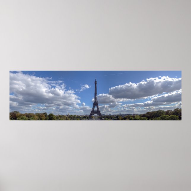 Panoramisk syn på Eiffel torn - Paris Poster (Framsidan)