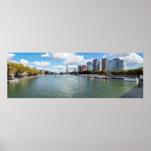 Panoramisk syn på Front de Seine - Paris, Frankrik Poster
