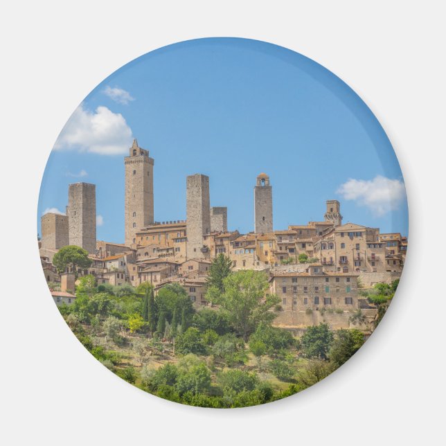 Panoramisk syn på Italien San Gimignano Toskana Magnet (Framsidan)