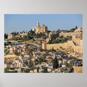 Panoramisk syn på Jerusalem i Israel Poster