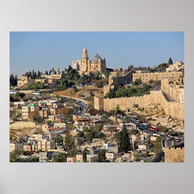 Panoramisk syn på Jerusalem i Israel Poster (Framsidan)