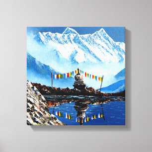 Panoramisk syn på Nepal-berget Annapurna Canvastryck