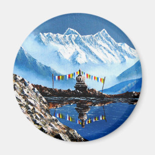 Panoramisk syn på Nepal-berget Annapurna Magnet