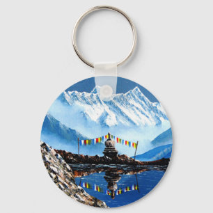 Panoramisk syn på Nepal-berget Annapurna Nyckelring