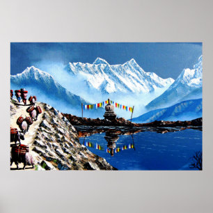 Panoramisk syn på Nepal-berget Annapurna Poster