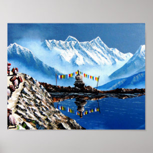 Panoramisk syn på Nepal-berget Annapurna Poster