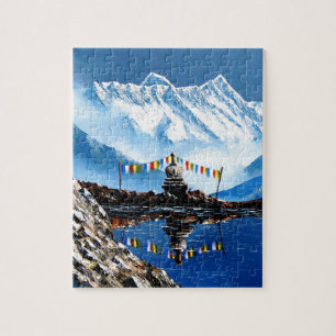 Panoramisk syn på Nepal-berget Annapurna Pussel