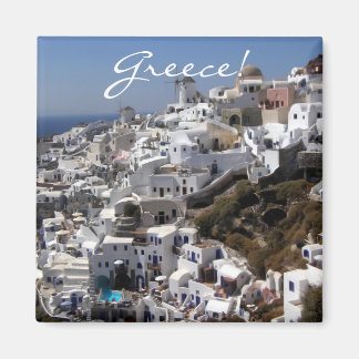 Panoramisk syn på Oia, Grekland Magnet