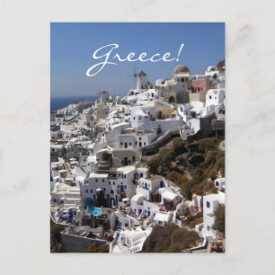 Panoramisk syn på Oia, Grekland Vykort
