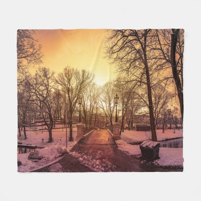 Panoramisk syn på snöparken under solnedgången i R Fleecefilt (Framsidan (Horisontell))