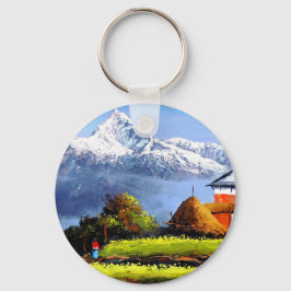 Panoramisk syn på vackert vartenda berget nyckelring