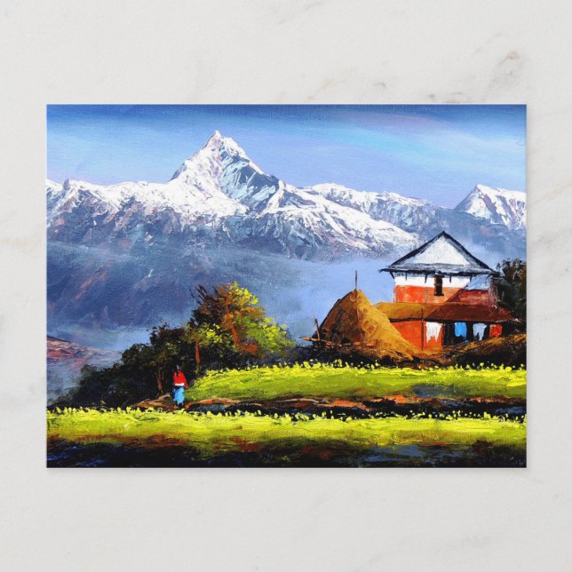 Panoramisk syn på vackert vartenda berget vykort (Framsida)