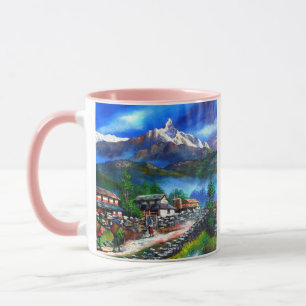 Panoramisk syn på varje bergsbergsregion Nepal Mugg