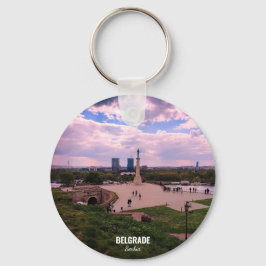 Panoramisk utsikt över Belgrad från Kalemegdan Nyckelring