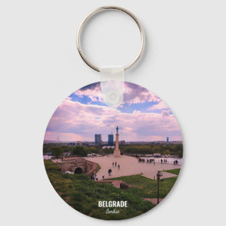 Panoramisk utsikt över Belgrad från Kalemegdan Nyckelring
