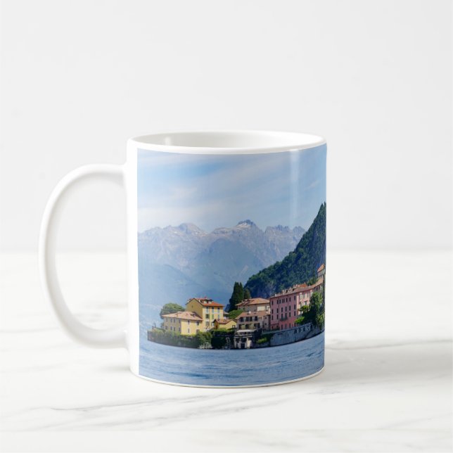 Panoramisk View Varenna Sjö Como-Italien Kaffemugg (Vänster)