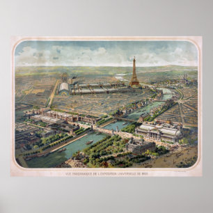 Panoramisk vy av Paris Exposition 1900 Poster