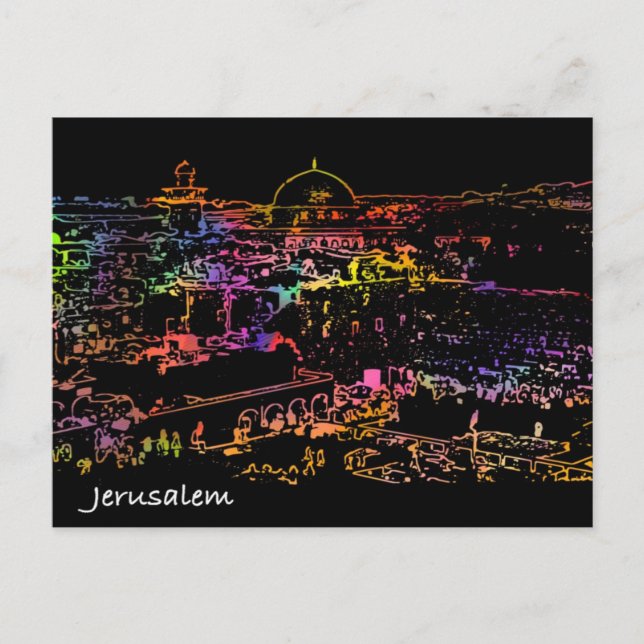 Panoramisk vy Gamla staden Jerusalem Vykort (Framsida)