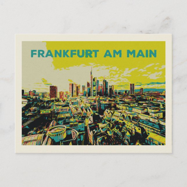Panoramisk vy över Frankfurt Illustration Vykort (Framsida)