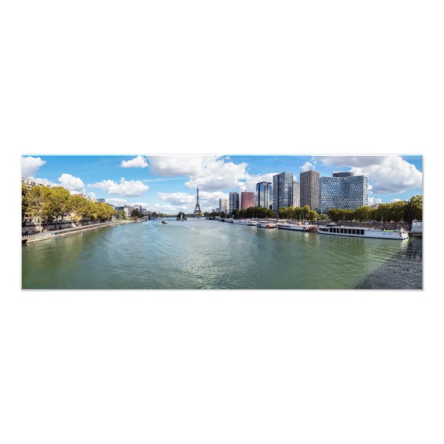 Panoramisk vy över Front de Seine - Paris, Frankri Fototryck (Framsidan)