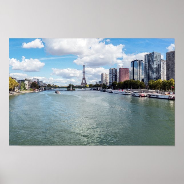 Panoramisk vy över Front de Seine - Paris, Frankri Poster (Framsidan)