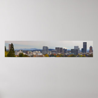 Panoramisk vy över Porland Oregon i Pall Poster
