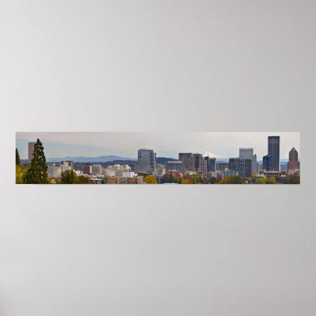 Panoramisk vy över Porland Oregon i Pall Poster (Framsidan)