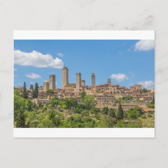 Panoramisk vy över San Gimignano Toscana Italien Vykort (Framsida)