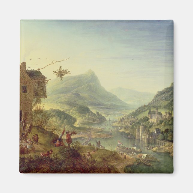 Panoramisk vy på Rhen (par med 59649) Magnet (Framsidan)