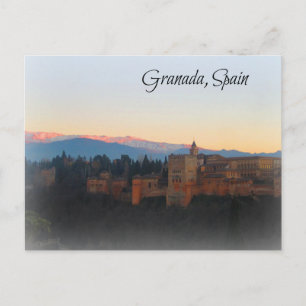 Panoramisk vy vid Sunset of Alhambra and Granda Vykort
