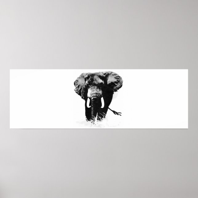 Panoramiska B&W Elephant Poster utskrifter (Framsidan)