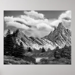 Panoramiska Rocky Mountain in Black & White Poster