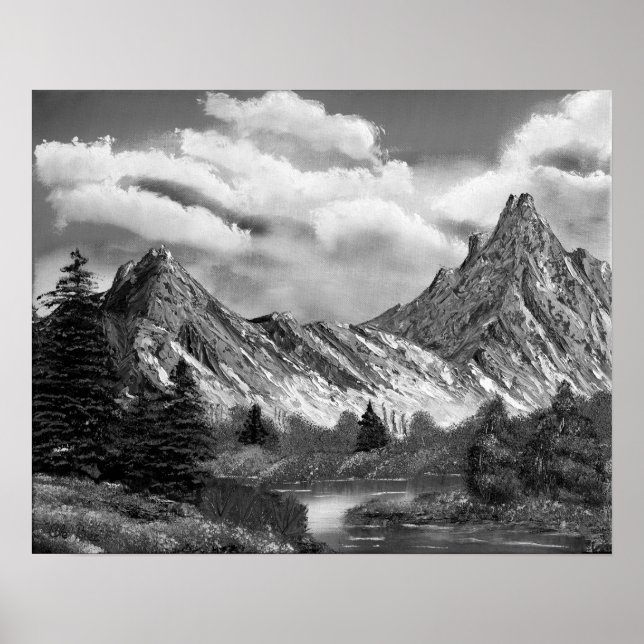 Panoramiska Rocky Mountain in Black & White Poster (Framsidan)