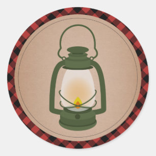 Panorera Grönt Camping Lantern Runt Klistermärke