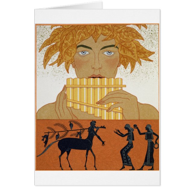 Panorera pipblåsaren, illustration från "Les Hälsningskort (Framsidan)