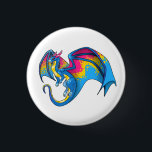 PanPridet Dragon Knapp<br><div class="desc">En drakonvän i färg på ett pride flagga</div>