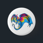PanPridet Dragon Knapp<br><div class="desc">En drakonvän i färg på ett pride flagga</div>