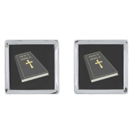 Pansar av gudmanschettknappar w/Bible Silverpläterade Manschetterknappar
