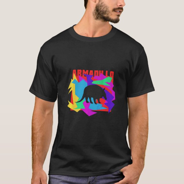 Pansarbandad Mosaik Djur Pussel T Shirt (Framsida)