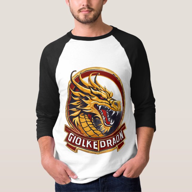 Pansarörade Guld-Drake-Örhängen T Shirt (Framsida)