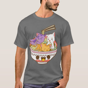 Panseual Anime Ramen Tee Japanska Cats Ramen Noodl