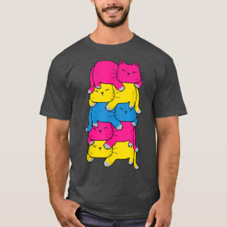 Panseual Cute Cat Pile LGBT Pride Månad  T Shirt