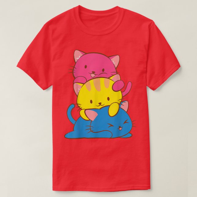 Panseual Kawaii Cat Anime, Pan Pride Art Cute  T Shirt (Design framsida)