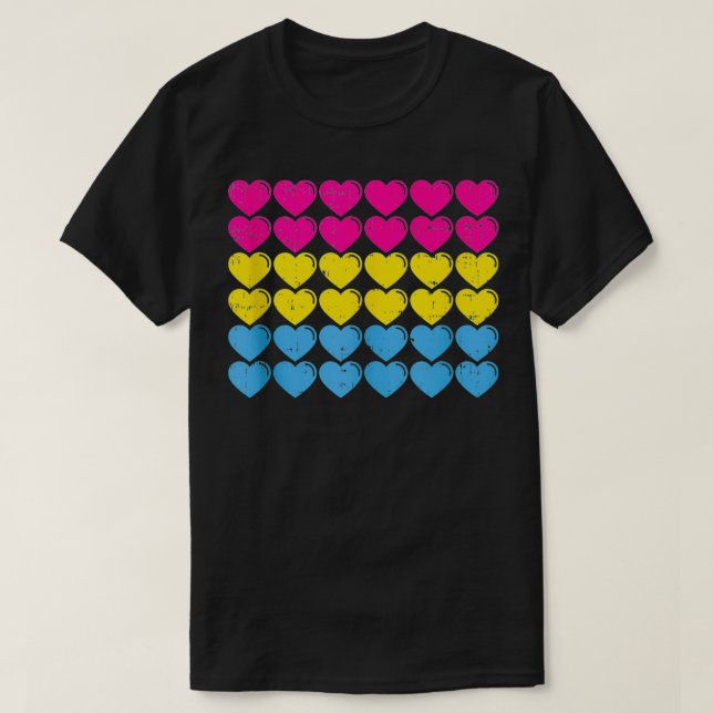 Panseual Pride Flagga Hearts Kärlek Cute Pan Flagg T Shirt (Design framsida)