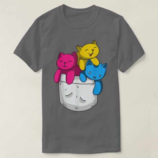 Panseual Pride Funny Kawaii Kattunge Pocket Pride T Shirt (Design framsida)