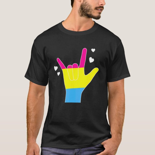 Pansexual Asly Döv Pan Pride Sign Language T Shirt (Framsida)
