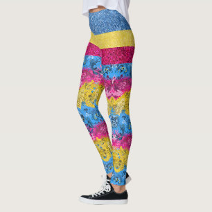 Pansexual Dragon Damask Glitter Pride Flagga Färg Leggings